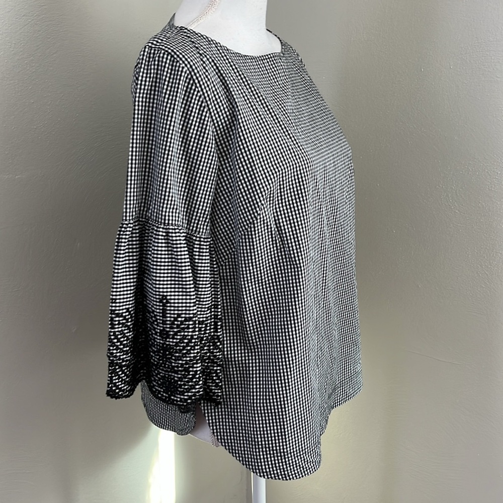 LAUREN RALPH LAUREN Eyelet-Sleeve Gingham Top - Picture 8 of 13